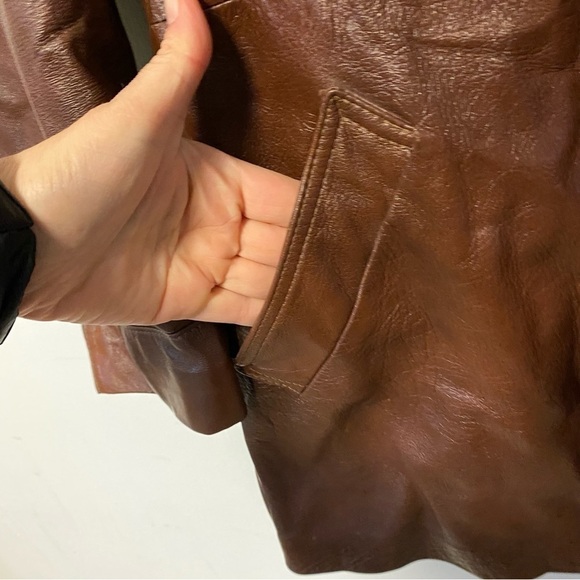Vintage Brown Leather Jacket Cabretta Angel Skin Grais Mens 38R Small - Medium - Picture 7 of 11